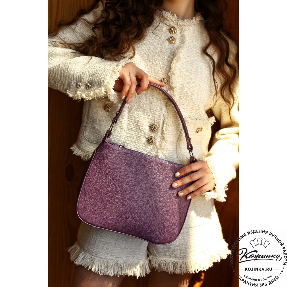  Кожаная женская сумка "Каролина" (темная сирень)